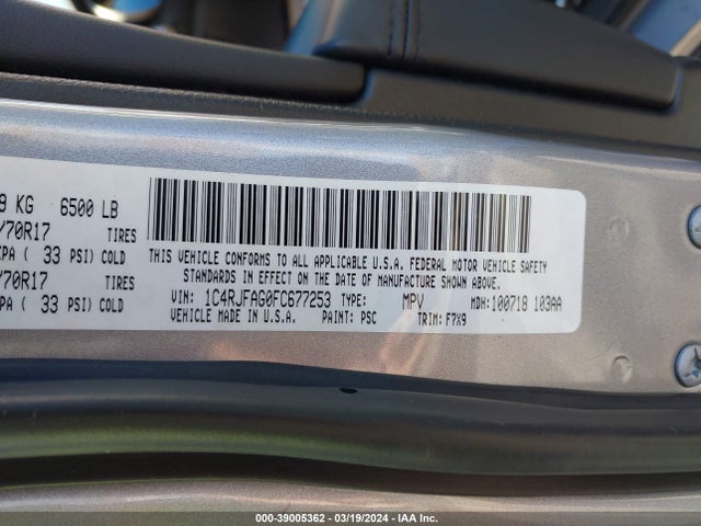 Jeep Grand Cherokee Laredo 2015 1C4RJFAG0FC677253 Image 9