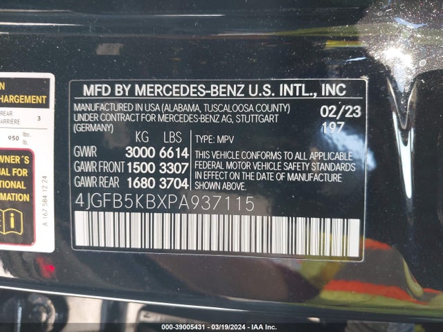 4JGFB5KBXPA937115 Mercedes-Benz Gle 450 4matic