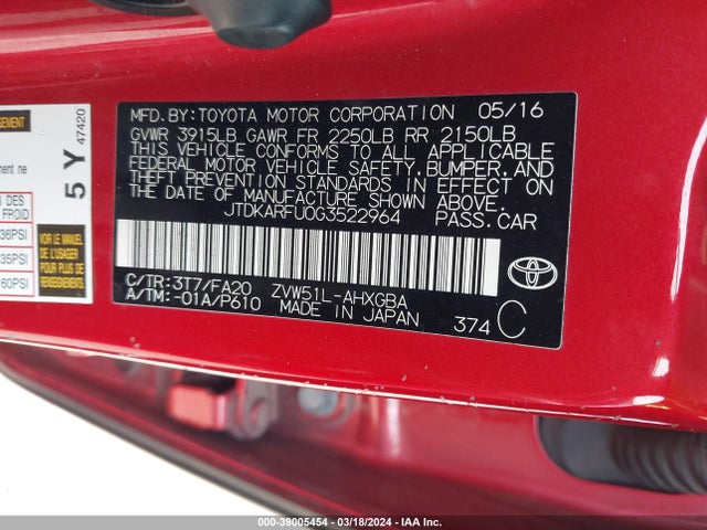 Toyota Prius Three 2016 JTDKARFU0G3522964 Image 9