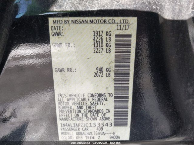 1N4AL3AP2JC153543 Nissan Altima 2.5 Sr
