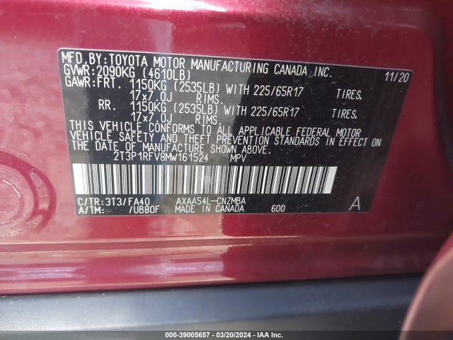 Toyota Rav4 Xle 2021 2T3P1RFV8MW161524 Image 9