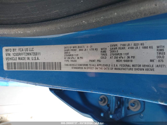 RAM 1500 2021 1C6SRFFT2MN735811 Image 9