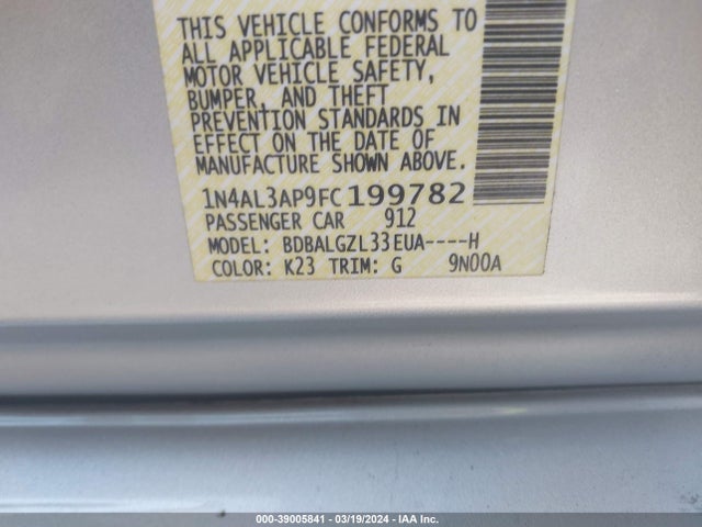 Nissan Altima 2.5 S 2015 1N4AL3AP9FC199782 Image 9