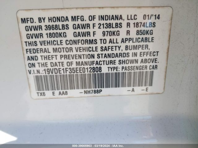 19VDE1F35EE012808 Acura Ilx 2.0l
