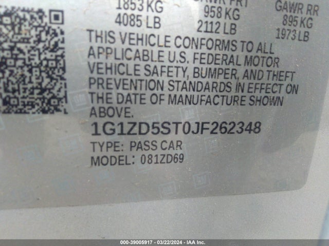Chevrolet MALIBU LT 2018 1G1ZD5ST0JF262348 Image 9