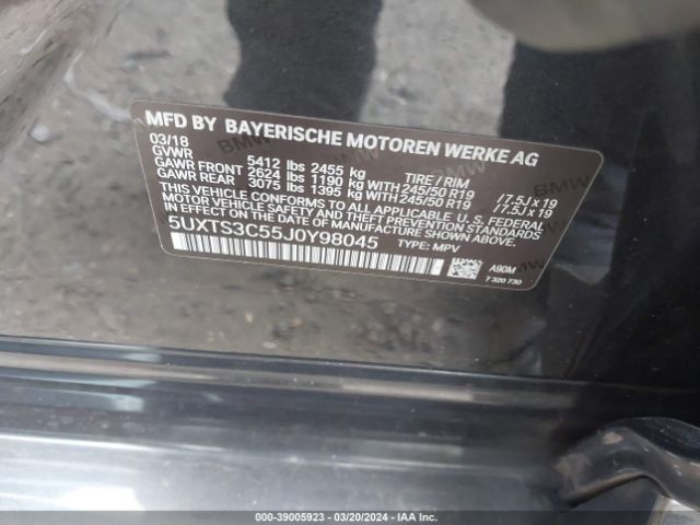 5UXTS3C55J0Y98045 BMW X3 M40i