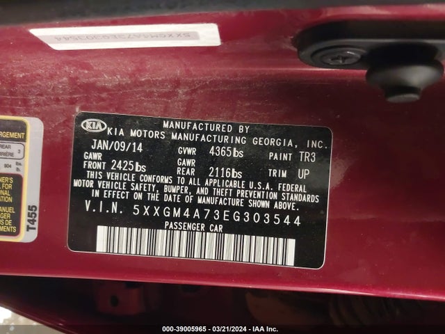KIA Optima Lx 2014 5XXGM4A73EG303544 Image 9