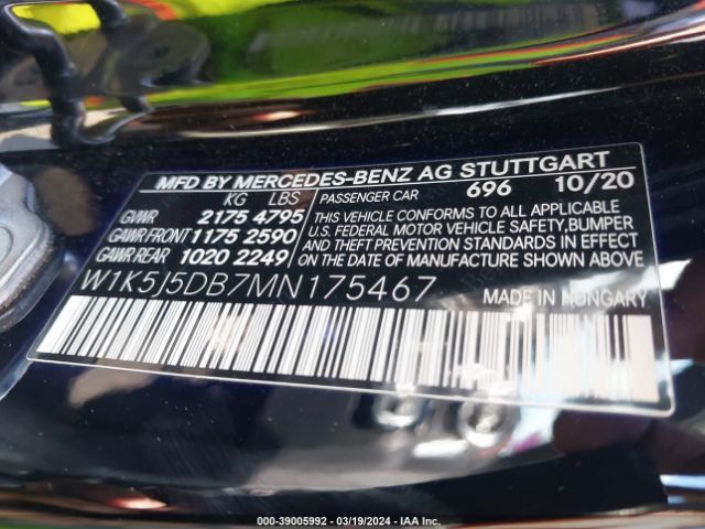 W1K5J5DB7MN175467 Mercedes-Benz Amg Cla 45 4matic