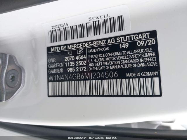 W1N4N4GB6MJ204506 Mercedes-Benz GLA 250