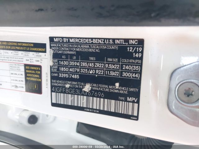 4JGFF8GE3LA167696 Mercedes-Benz Gls 580 4matic