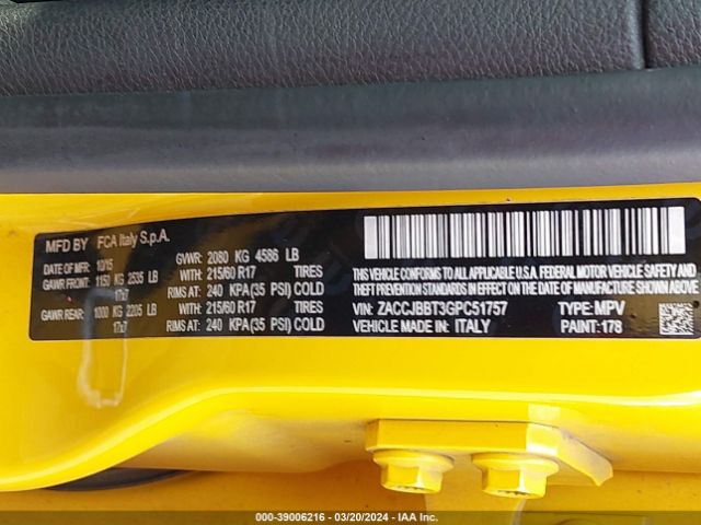 ZACCJBBT3GPC51757 Jeep Renegade Latitude