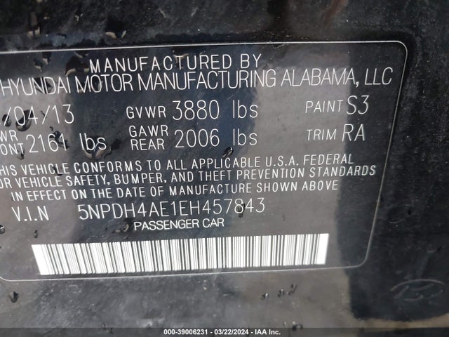 Hyundai ELANTRA SE 2014 5NPDH4AE1EH457843 Image 9