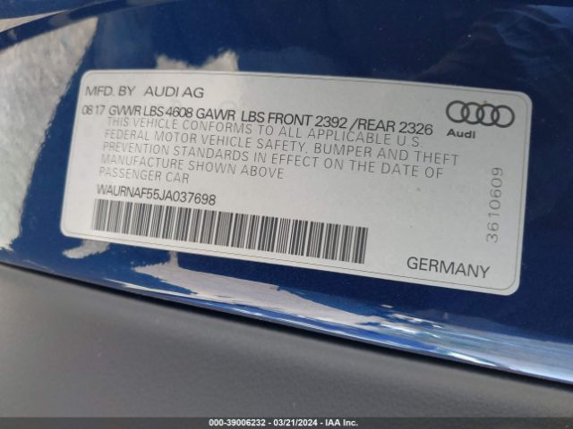 WAURNAF55JA037698 Audi A5 2.0t Premium