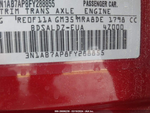 Nissan SENTRA SV 2015 3N1AB7AP8FY288855 Image 9
