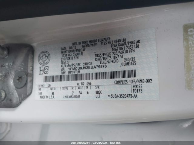 1FMCU9J92EUA79878 Ford Escape Titanium