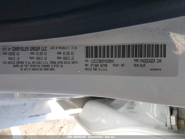 Chrysler 200 S 2015 1C3CCCBB3FN538941 Image 9