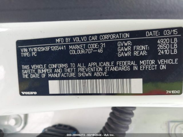 YV1612SK6F1265441 Volvo V60 T5 Premier