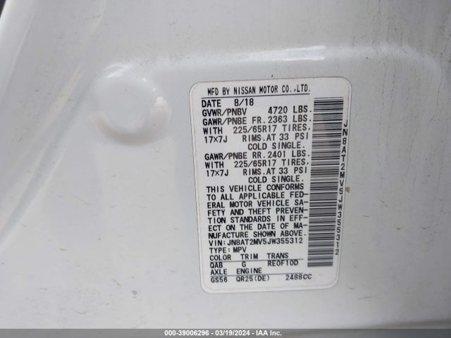 Nissan ROGUE SV 2018 JN8AT2MV5JW355312 Image 9