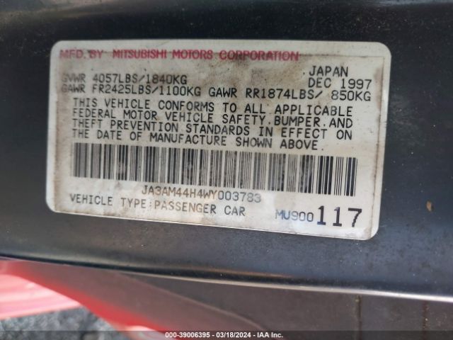 1998 MITSUBISHI 3000 GT JA3AM44H4WY003783 Photo 8