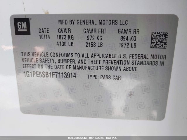 Chevrolet Cruze 2lt Auto 2015 1G1PE5SB1F7113914 Image 9
