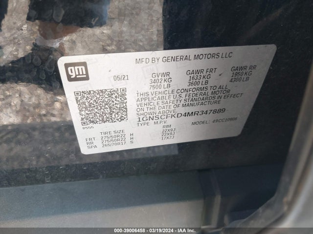 Chevrolet Suburban 2wd Premier 2021 1GNSCFKD4MR347889 Image 9