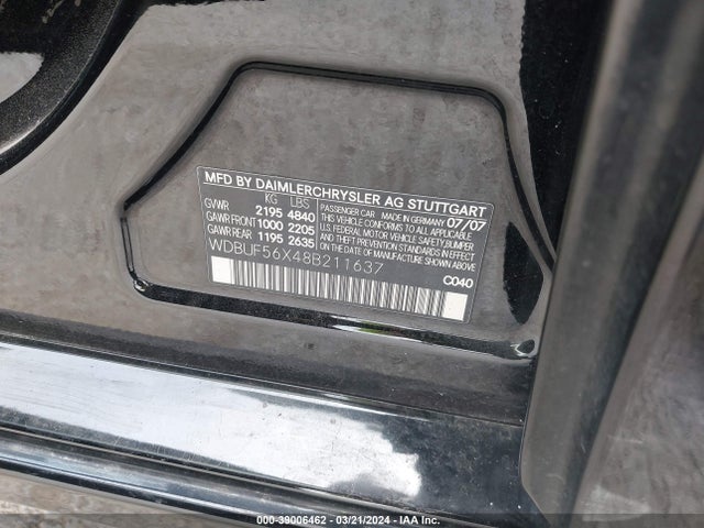 Aukcja sprzedaży 2008 Mercedes-benz E 350, vin: WDBUF56X48B211637, numer aukcji: 39006462