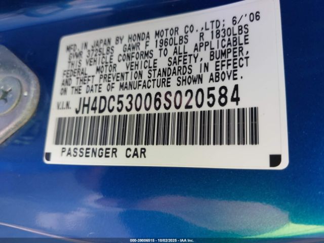 2006 ACURA RSX JH4DC53006S020584 Photo 8