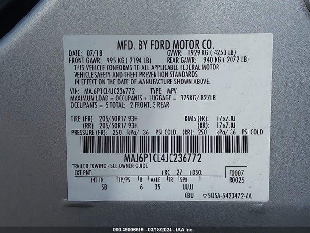 Ford Ecosport Ses 2018 MAJ6P1CL4JC236772 Image 9