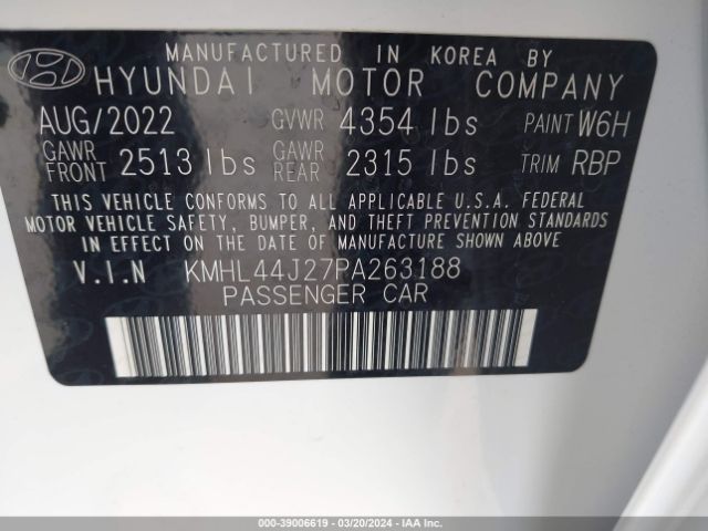 KMHL44J27PA263188 Hyundai Sonata Sel Plus