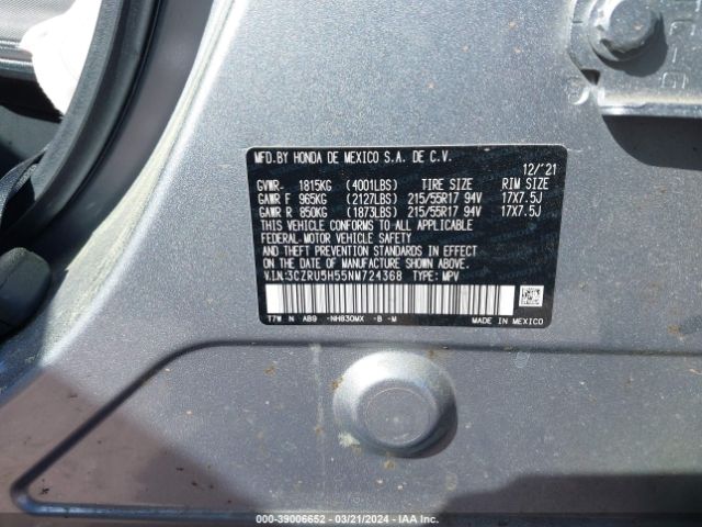 3CZRU5H55NM724368 Honda Hr-v 2wd Ex