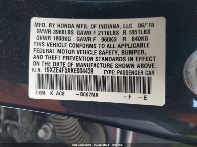 19XZE4F5XKE004439 Honda INSIGHT EX