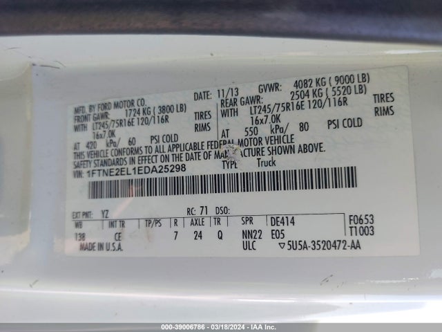 Ford E-250 Commercial 2014 1FTNE2EL1EDA25298 Image 9