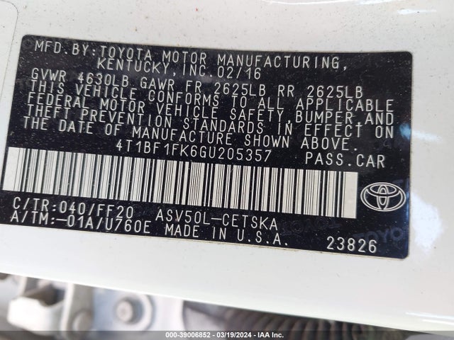 Toyota CAMRY SE 2016 4T1BF1FK6GU205357 Image 9