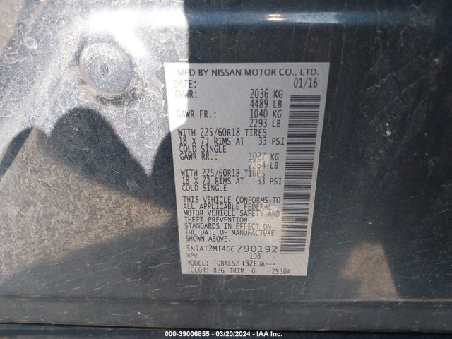 Nissan Rogue Sl 2016 5N1AT2MT4GC790192 Image 9