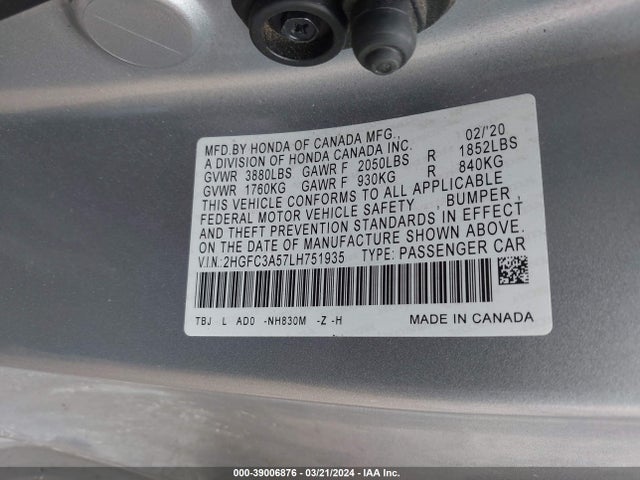 Honda CIVIC SI COUPE 2020 2HGFC3A57LH751935 Image 9