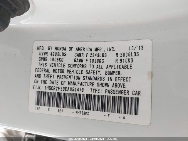 Honda ACCORD LX 2014 1HGCR2F30EA054479 Image 9