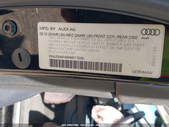 Audi A4 2.0t Premium 2017 WAUGNAF48HN011596 Image 9