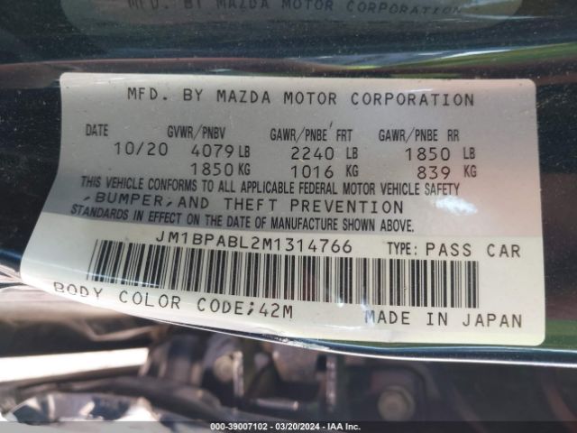 JM1BPABL2M1314766 Mazda Mazda3 Select