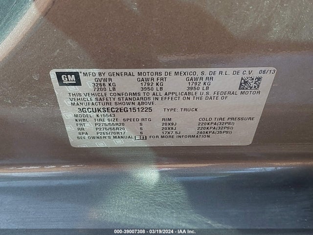 Chevrolet Silverado 1500 1lz 2014 3GCUKSEC2EG151225 Image 9
