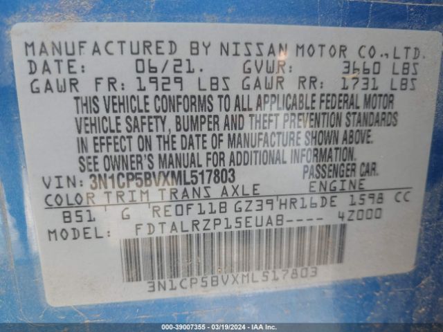 3N1CP5BVXML517803 Nissan Kicks S Xtronic Cvt