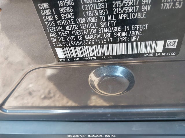 Honda HR-V LX 2019 3CZRU5H33KG711577 Image 9