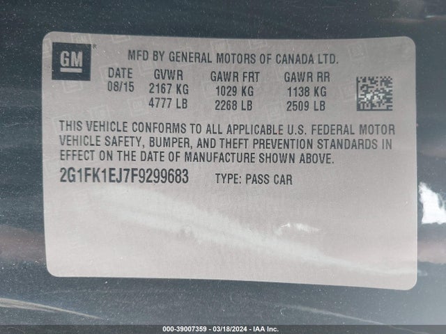 Chevrolet CAMARO 2SS 2015 2G1FK1EJ7F9299683 Image 9