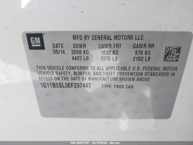 Chevrolet Malibu 1ls 2014 1G11B5SL0EF297447 Image 9
