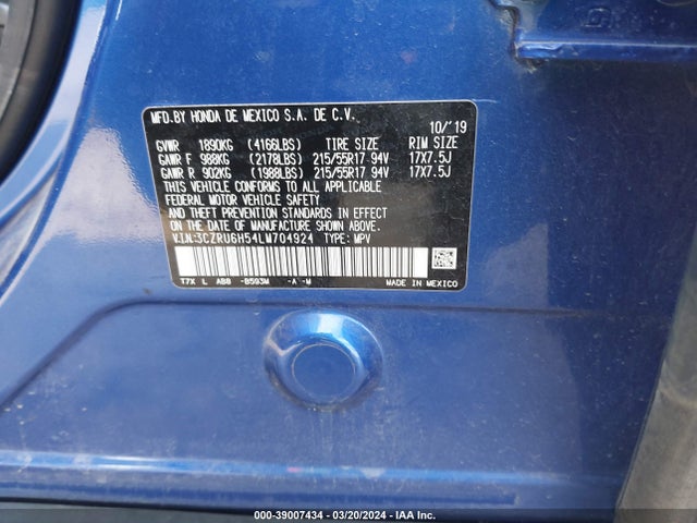 Honda Hr-v Awd Ex 2020 3CZRU6H54LM704924 Image 9