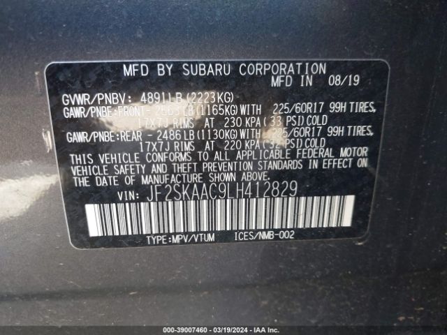 JF2SKAAC9LH412829 Subaru Forester