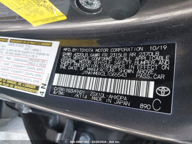 Toyota C-HR LE 2020 JTNKHMBX2L1065543 Image 9