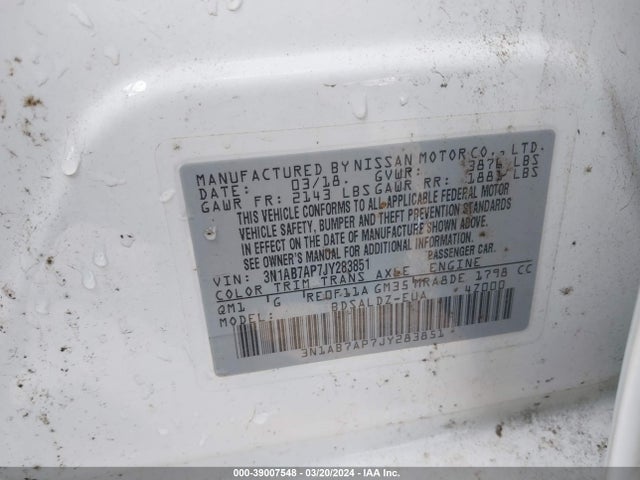 Nissan SENTRA SV 2018 3N1AB7AP7JY283851 Image 9
