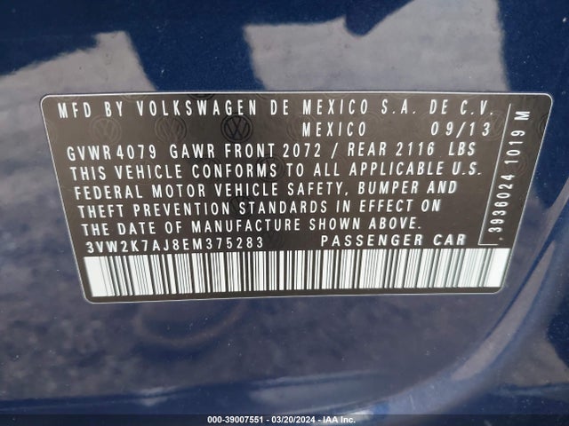 3VW2K7AJ8EM375283 Volkswagen Jetta 2.0l S