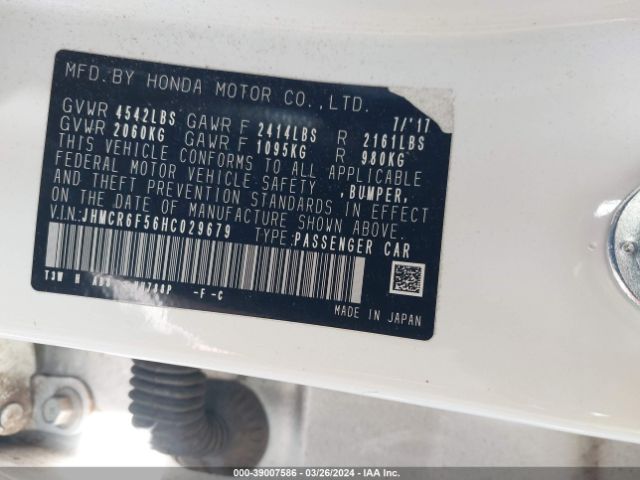 JHMCR6F56HC029679 Honda Accord Hybrid Ex-l