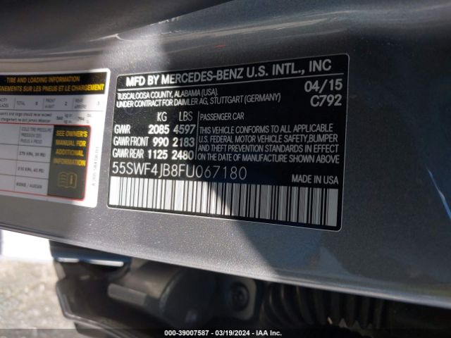 55SWF4JB8FU067180 Mercedes-Benz C 300 Luxury/sport
